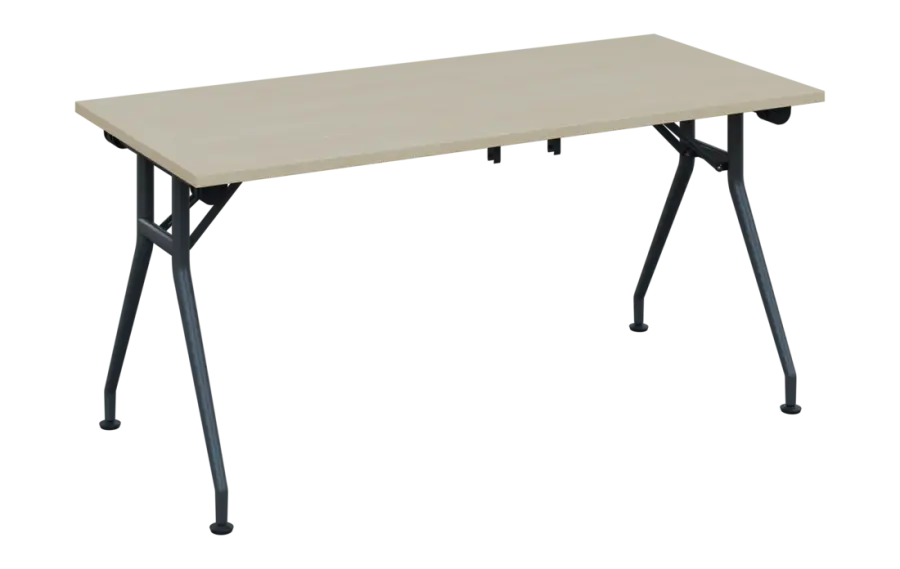 SLV 160 lak skládací jednací stůl 1600x700x750 mm, deska 25 mm, podnož černý lak, deska bříza světlá
